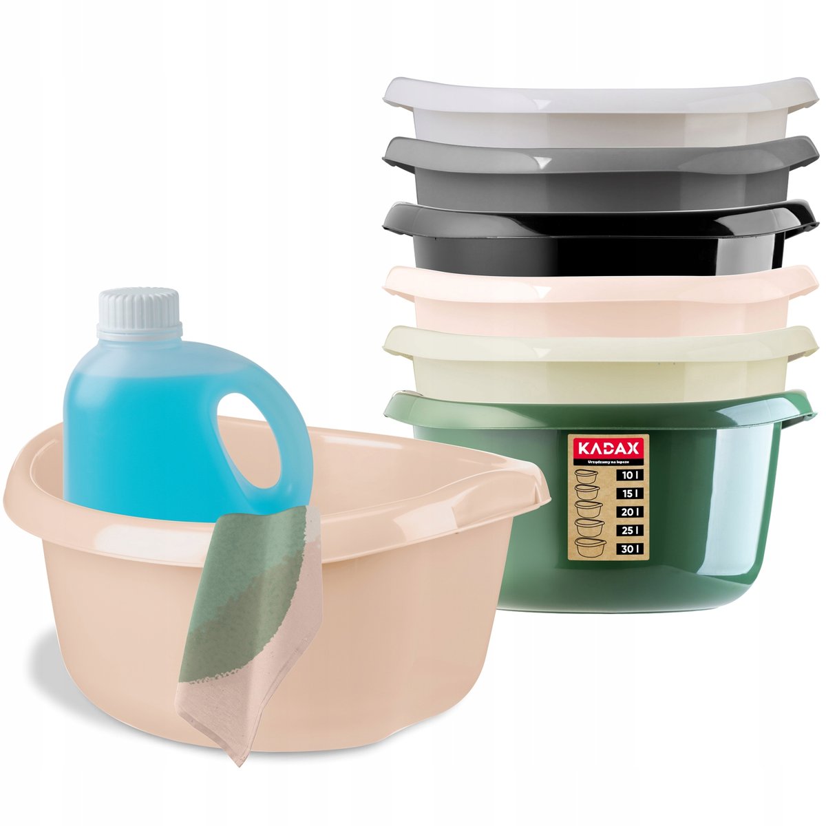 Miednica plastikowa z uchwytami 20L, beżowa