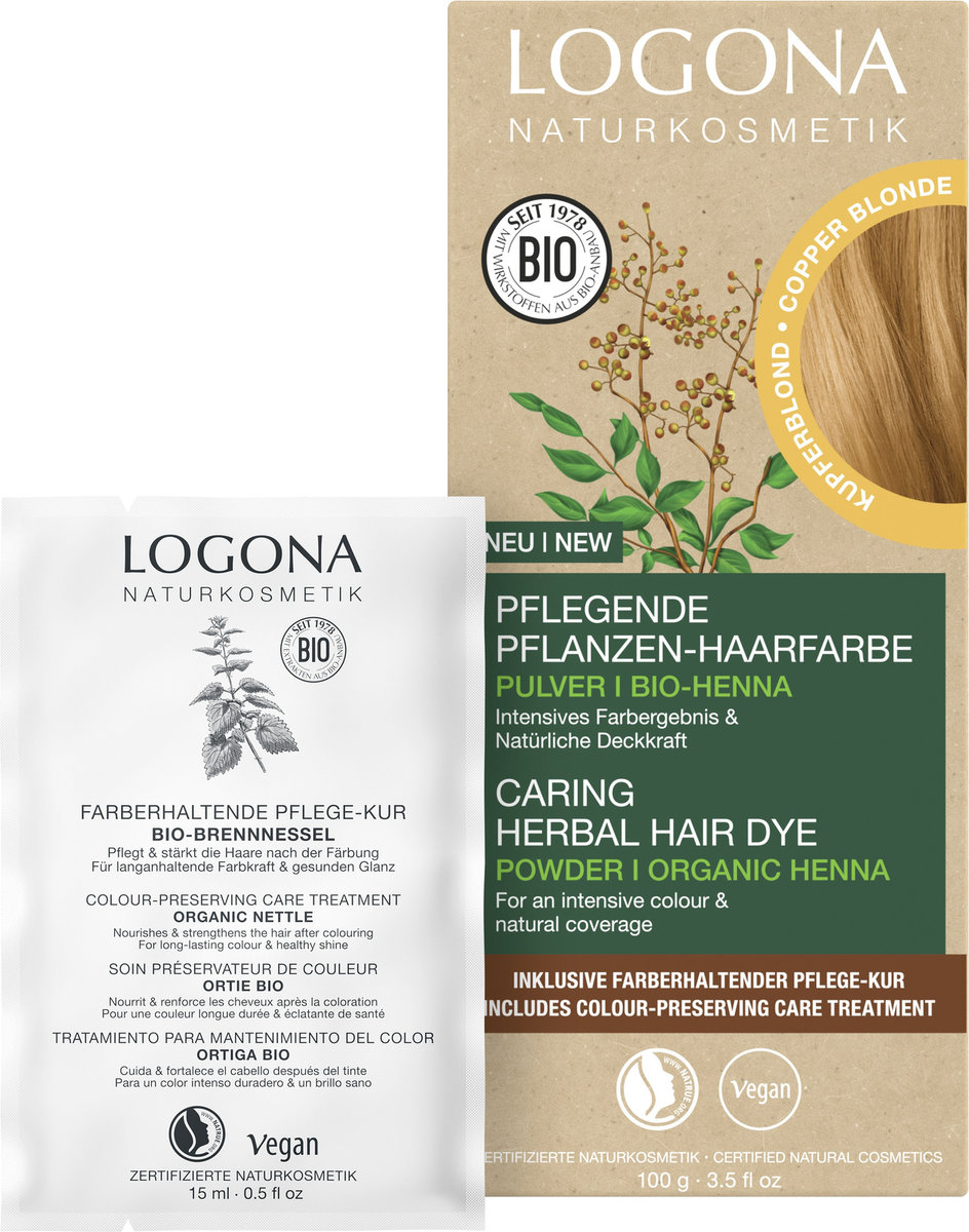 Logona Roślinna farba do włosów w proszku 05 Mahoniowa Czerwień Nr. 02 Kupferblond 100.0 g
