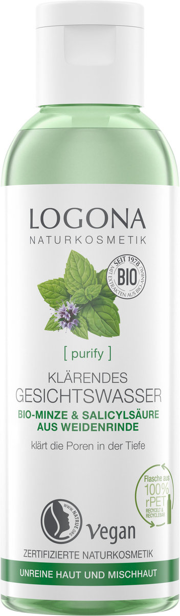 Logona Purify Oczyszczający tonik z organiczną miętą i kwasem salicylowym z kory wierzby 125.0 ml