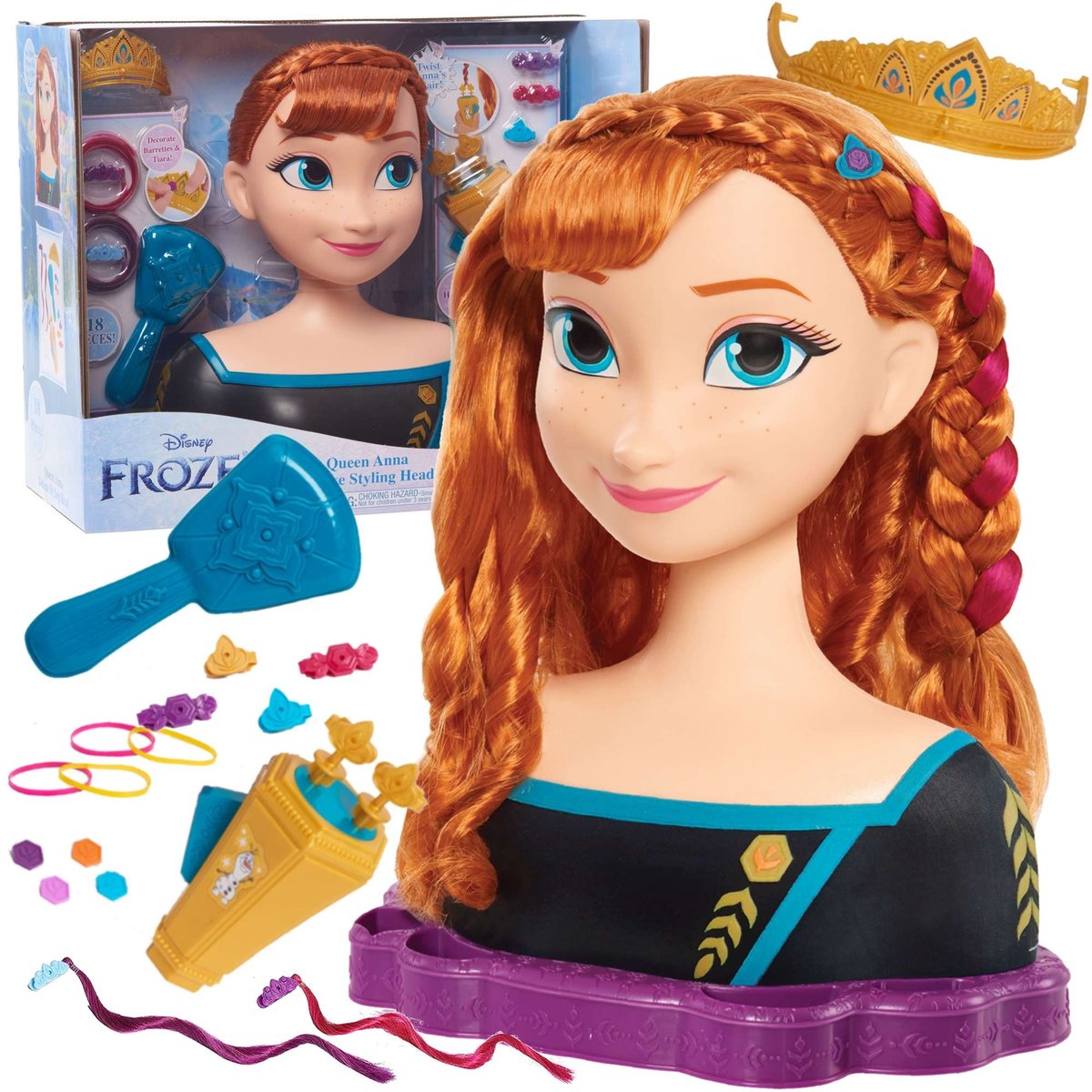 Lalka Głowa Do Czesania I Stylizacji Włosów Deluxe Księżniczka Disney Anna Kraina Lodu +Akcesoria