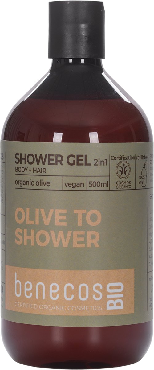benecosBIO 2in1, Żel Pod Prysznic I Szampon Z Organiczną Oliwą, 500ml