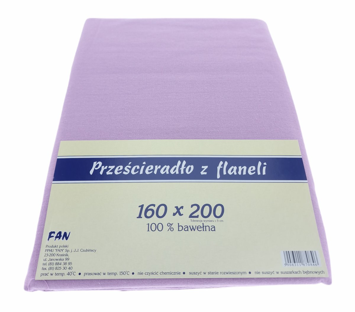 Prześcieradło flanelowe 160x200 cm FAN wrzosowe