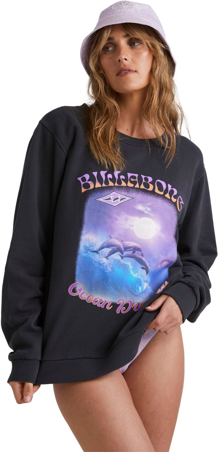 bluza damska BILLABONG HAZY SURFED OUT FLEECE CREW Off Black - OFB