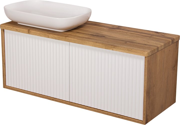 Szafka łazienkowa wisząca z umywalką dąb naturalny/biały mat 120 cm Venus Gante