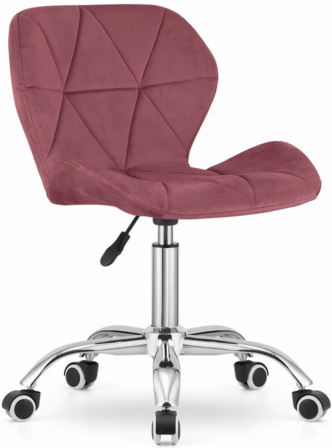 Elior Welurowy pikowany fotel obrotowy ciemny róż - Infis 4X