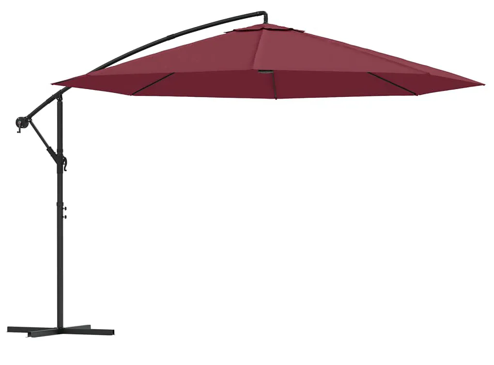 Bordowy ogrodowy parasol z aluminiowym słupkiem N9-E24