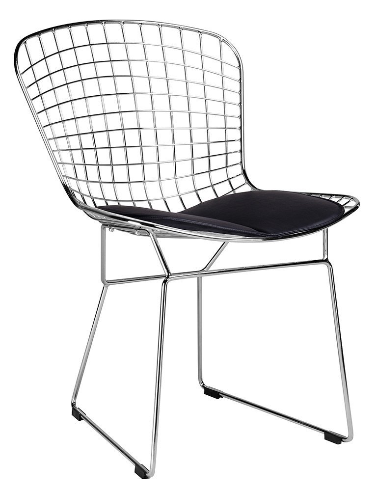 King Home Krzesło NET SOFT chrom - czarna poduszka, metal MC-020.CH.B