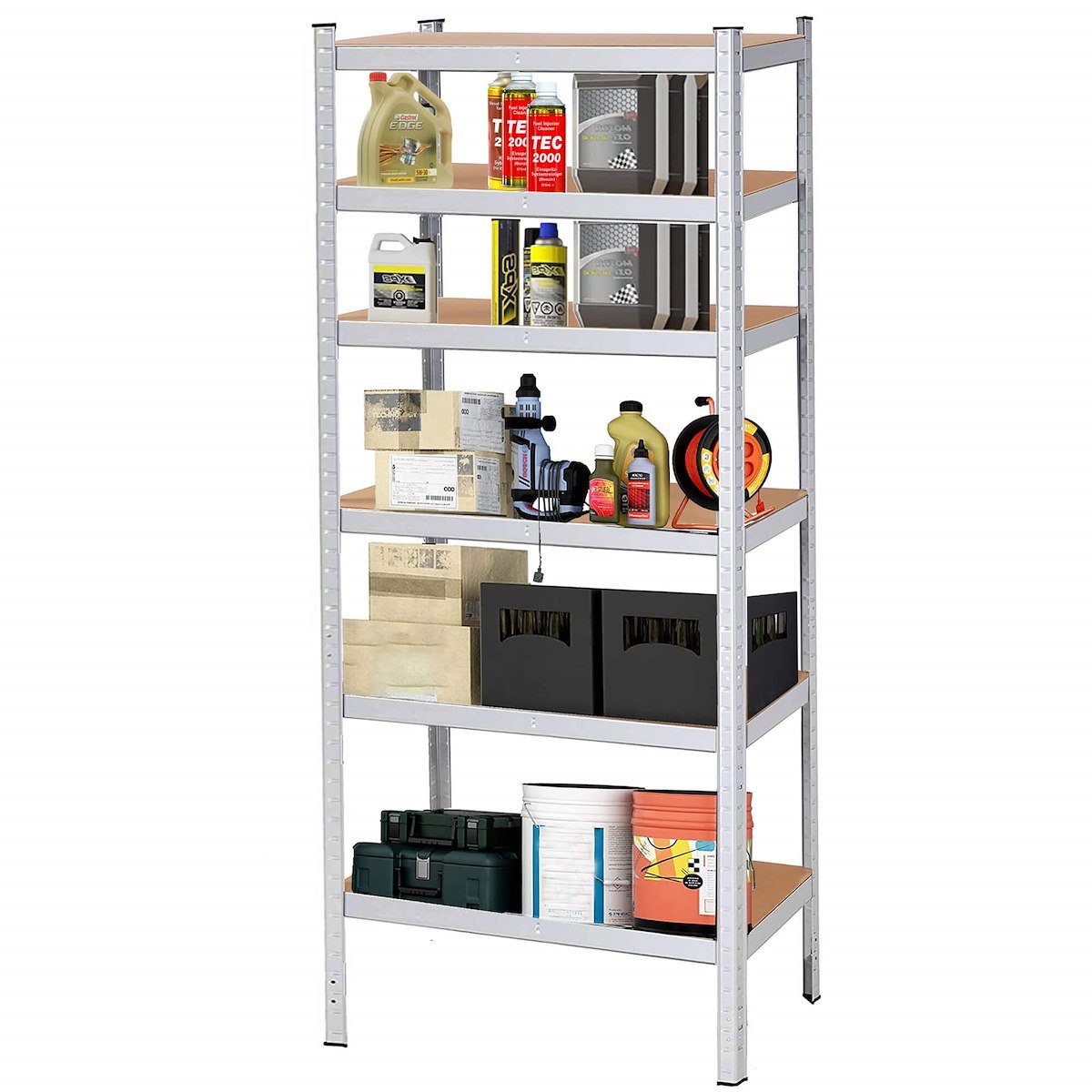Regał Metalowy Magazynowy 6 Półek 225X110X50 Cm 900 Kg Do Garażu, Piwnicy