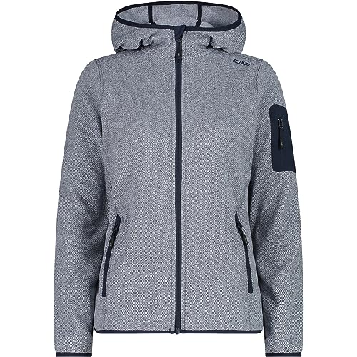 CMP - damska kurtka Knit-Tech ze stałym kapturem, B.Blue-Biały, 50
