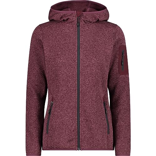 CMP damska kurtka Knit-Tech ze stałym kapturem, Burgundy-Antracyt, 42