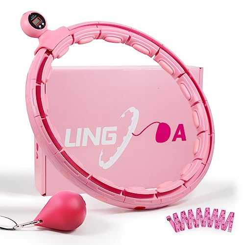 LINGDA Smart hula hop, obręcz hula hop, z piłką obciążeniową, z inteligentnym licznikiem i 16 zdejmowanymi, regulowanymi ogniwami, z taśmą mierniczą, hula hop, do utraty wagi, fitnessu, odchudzania