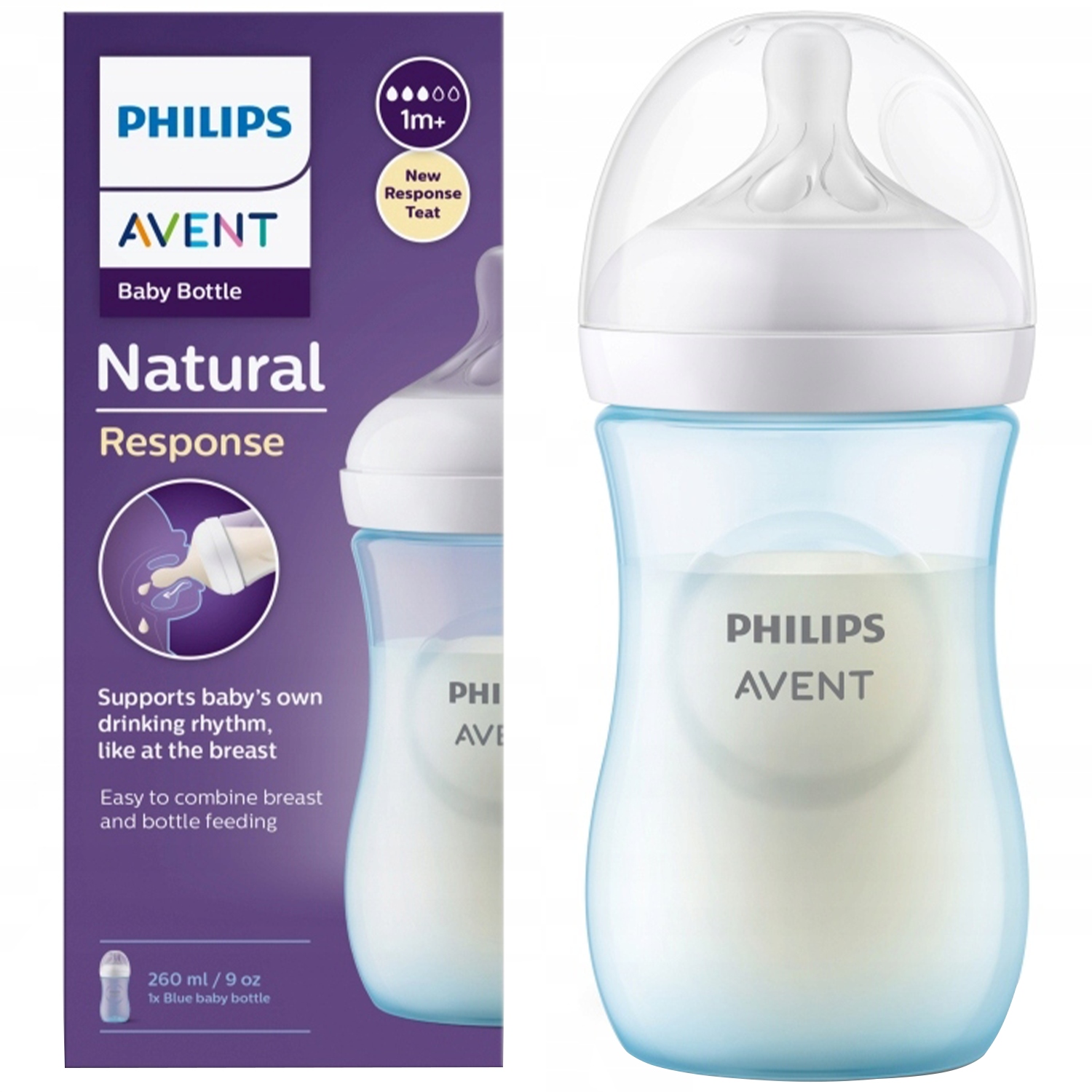 Butelka Philips Avent Natural Niebieska 1 M+