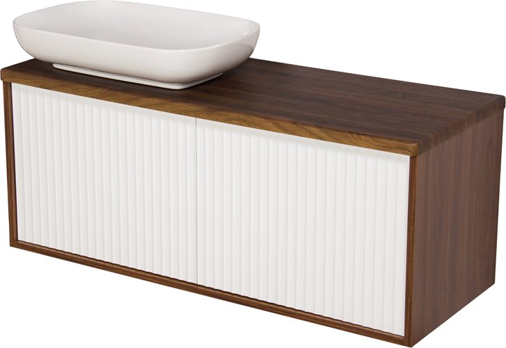 Szafka łazienkowa wisząca z umywalką dąb wenge/biały mat 120 cm Venus Gante