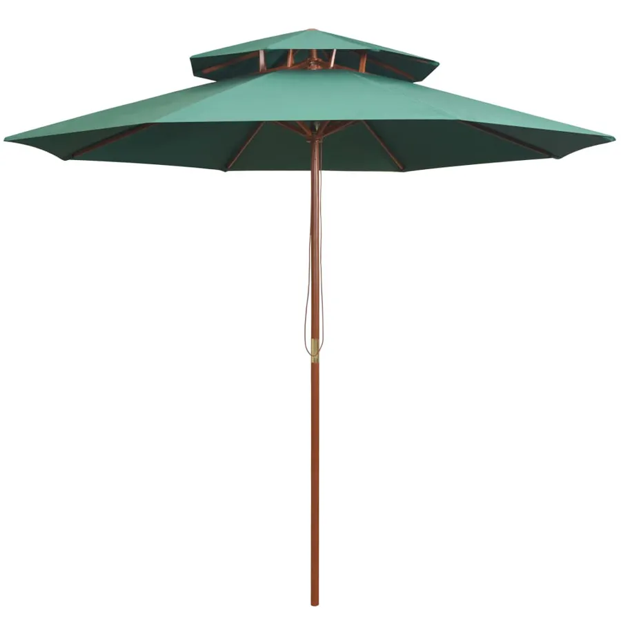 Zielony parasol do ogrodu z podwójnym daszkiem D8-G75