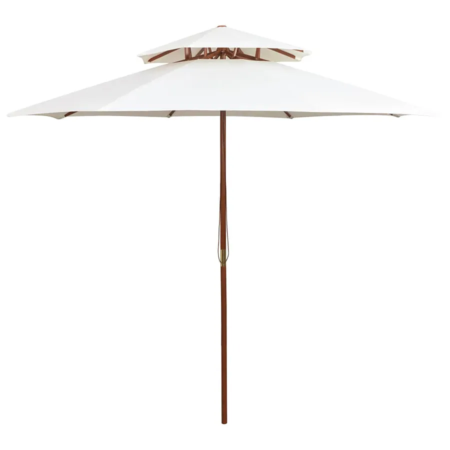 Kremowy Parasol Ogrodowy Z Drewnianym Słupkiem B0-T53