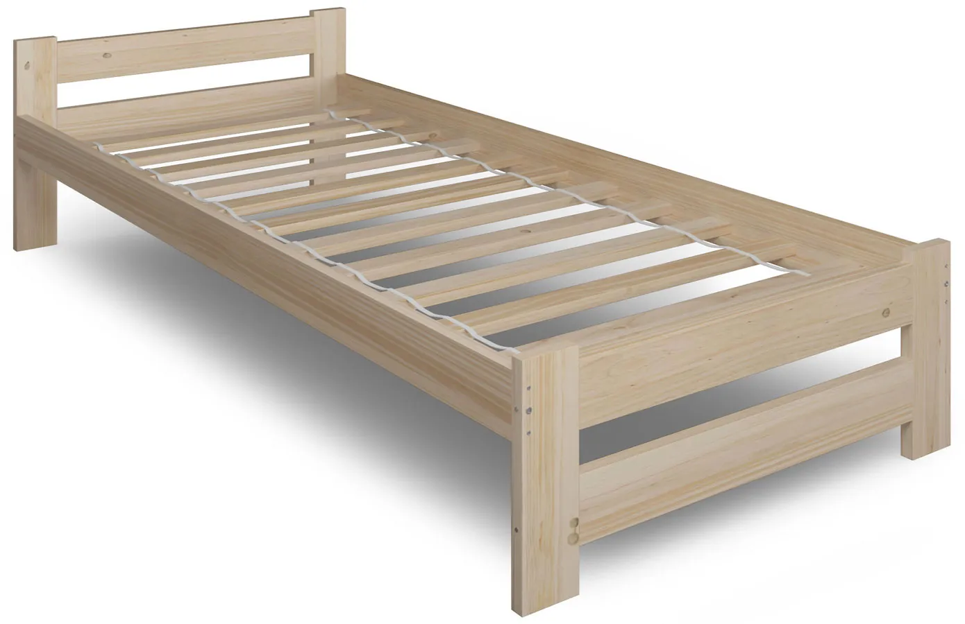 Drewniane pojedyncze łóżko sosnowe ze stelażem 100x200 W8-N57