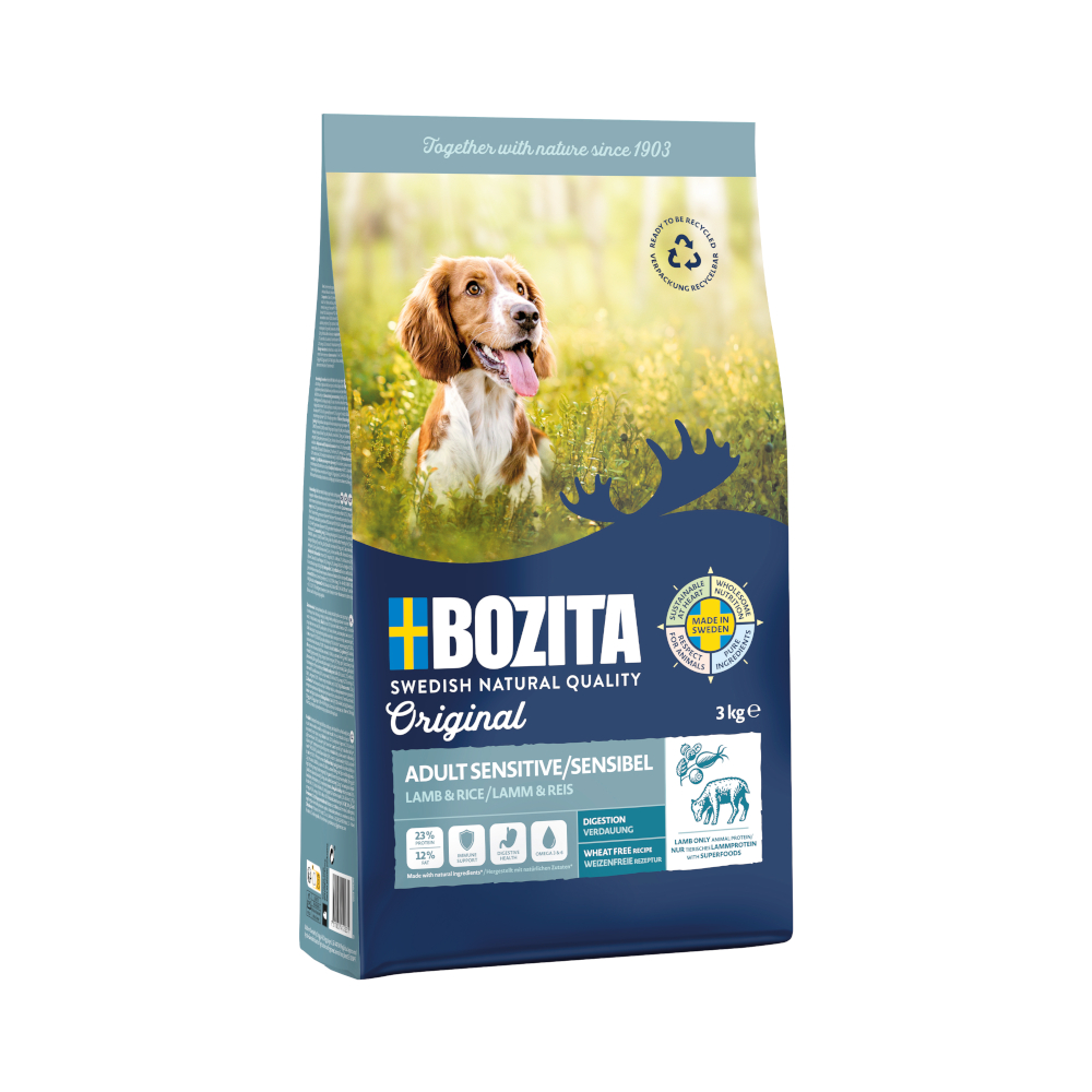Bozita Original Sensitive Digestion, jagnięcina i ryż - bez pszenicy - 2 x 3 kg