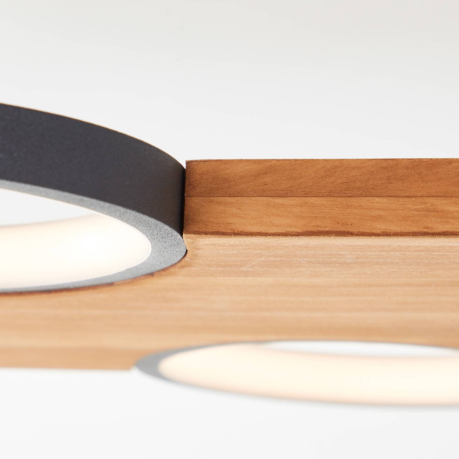 Brilliant Lampa sufitowa LED Cheesy z drewna, 4-punktowa