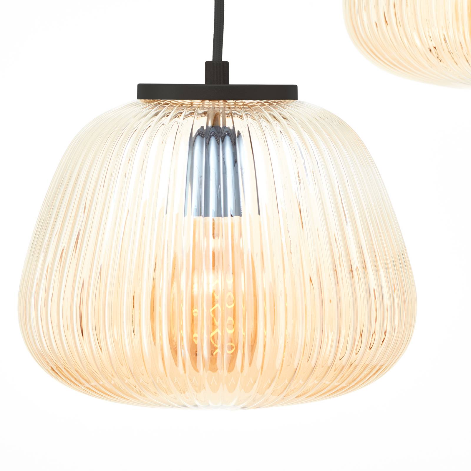 Brilliant Lampa wisząca Kaizen, długość 105 cm, bursztynowa, 3-punktowa, szkło