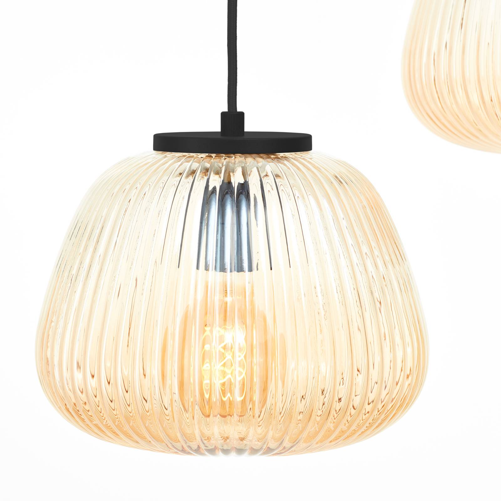 Brilliant Lampa wisząca Kaizen, Ø 40 cm, bursztynowa, 3-punktowa, szkło