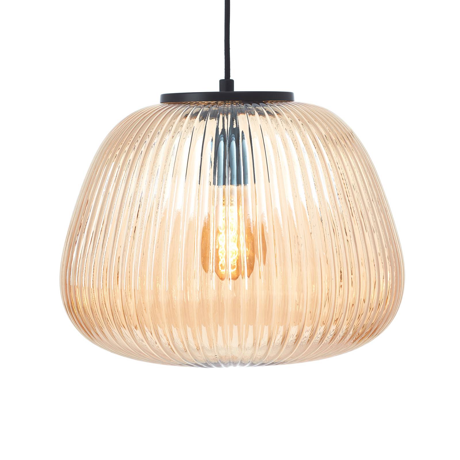 Brilliant Lampa wisząca Kaizen, Ø 35 cm, bursztyn, szkło