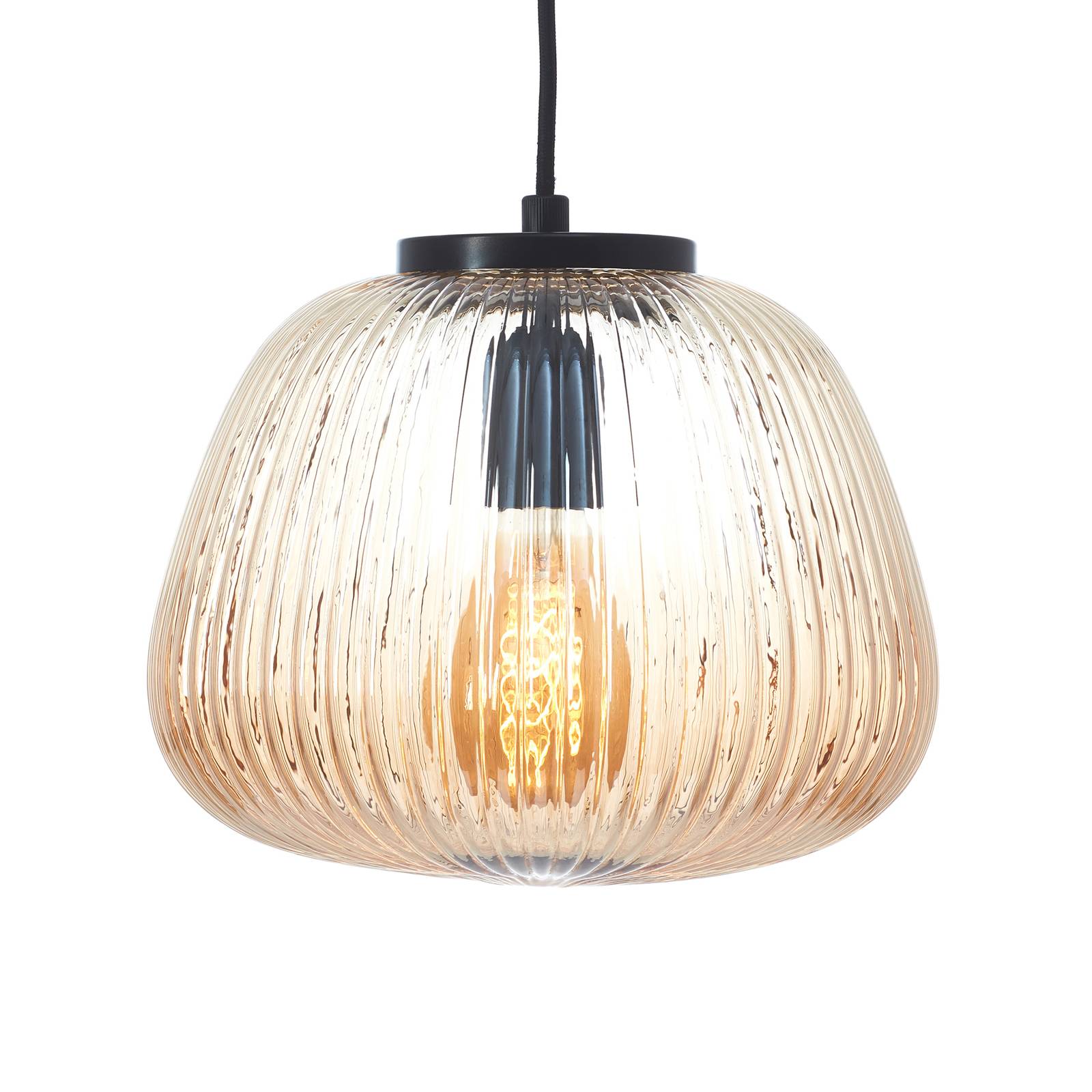 Brilliant Lampa wisząca Kaizen, Ø 25 cm, bursztyn, szkło