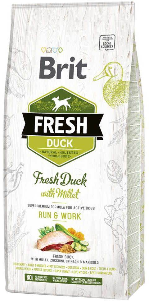 Brit Fresh Active Run & Work, kaczka z prosem - 12 kg Dostawa GRATIS!