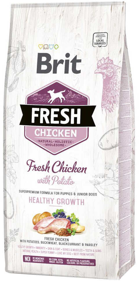 Brit Fresh Puppy Healthy Growth, kurczak z ziemniakami - 2 x 12 kg Dostawa GRATIS!