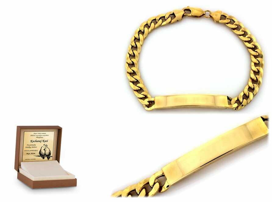 Złota bransoletka 585 męska prezent grawer
