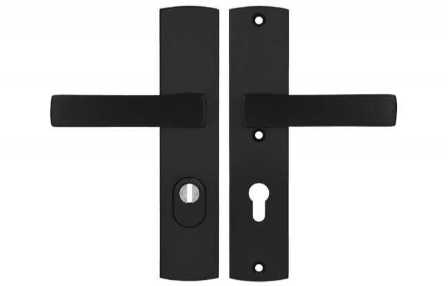 Klamka Axa APOLLO Premium 72 WB klasa 3 z zabezpieczeniem wkładki FLEX (p.poż.), kolor F8 - czarny (grubość drzwi 74-83 mm)