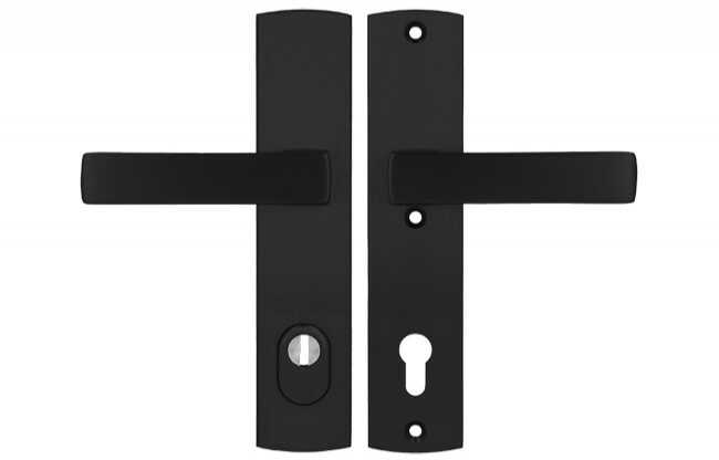 Klamka Axa APOLLO Premium 92 WB klasa 3 z zabezpieczeniem wkładki FLEX (p.poż.), kolor F8 - czarny (grubość drzwi 74-83 mm)