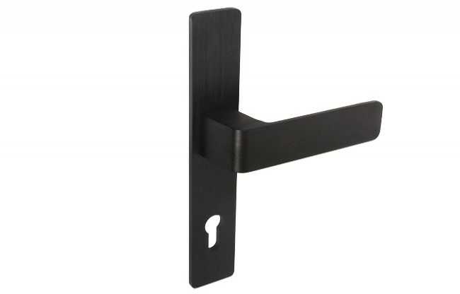 Klamko-klamka drzwiowa na długim szyldzie L-92 H636/S5S42G6 anoda czarna