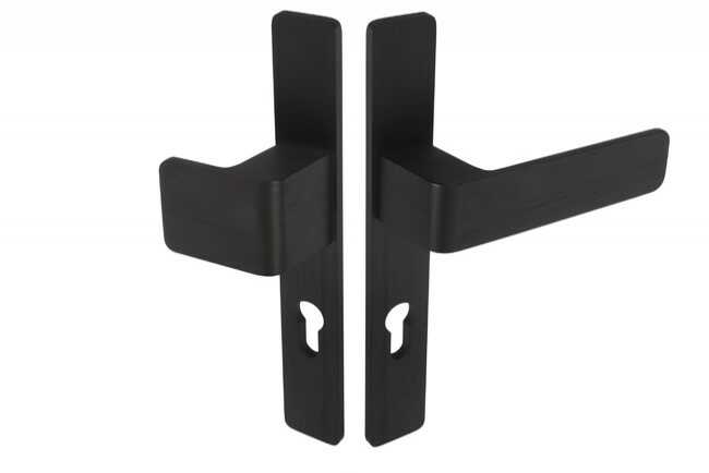 Gałko-klamka Wala na szyldzie długim L-72 H6S36P/G5S50/S5S34G6 (rękojeść 36 mm, szyld 34 mm) anoda czarna, prawa