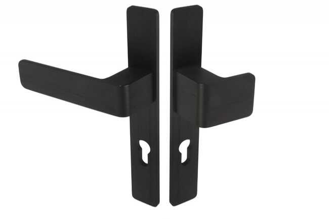 Gałko-klamka Wala na szyldzie długim L-72 H6S36L/G5S50/S5S34G6 (rękojeść 36 mm, szyld 34 mm) anoda czarna, lewa