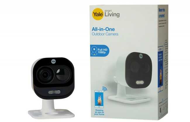 Kamera zewnętrzna WiFi Yale All in One z czujnikiem ruchu i mikrofonem, Full HD 1080p