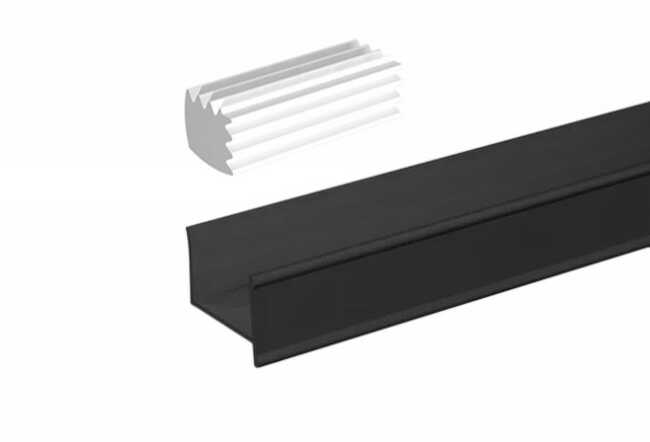 Profil aluminiowy mocujący C18 do systemu Mantion Mars, długość 2000 mm, do lustra/szkła 4-6 mm, czarny