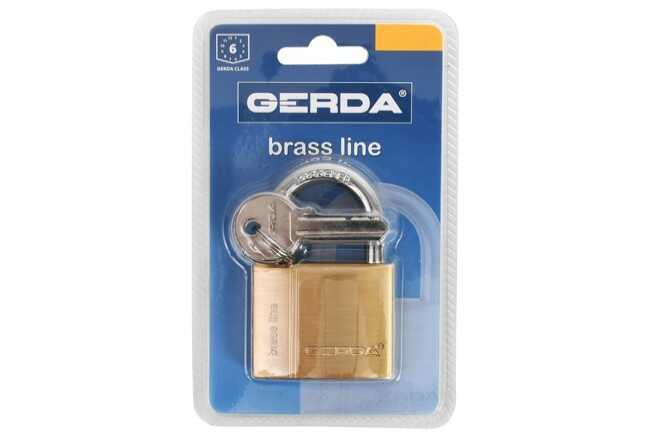 Kłódka zatrzaskowa BRASS LINE S 50 (KMZ 5010A), mosiężna, blister