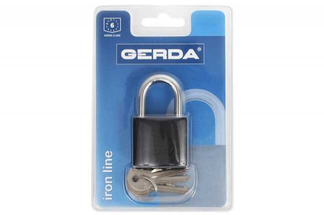 Kłódka żeliwna zatrzaskowa IRON LINE S30 czarna KZZS, 3kl. blister