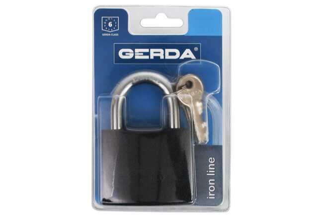 Kłódka żeliwna zatrzaskowa IRON LINE S60 czarna KZZS, 3kl. blister