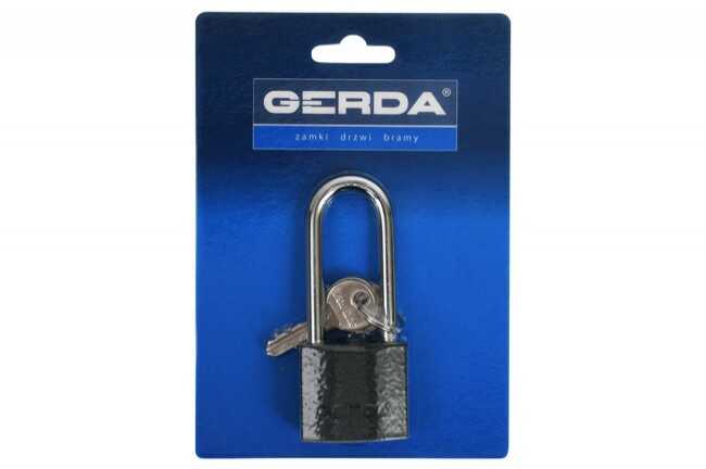 Kłódka żeliwna zatrzaskowa z wydłużonym pałąkiem IRON LINE S40H60 czarna KZZS, 3kl. blister