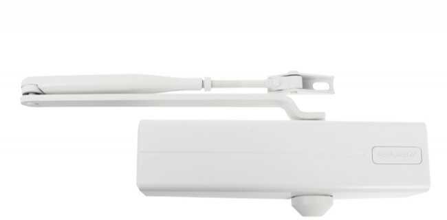 Samozamykacz Assa-Abloy DC120 z ramieniem biały EN2/3/4 (skrzydło do 80 kg, max.szer.1100 mm)