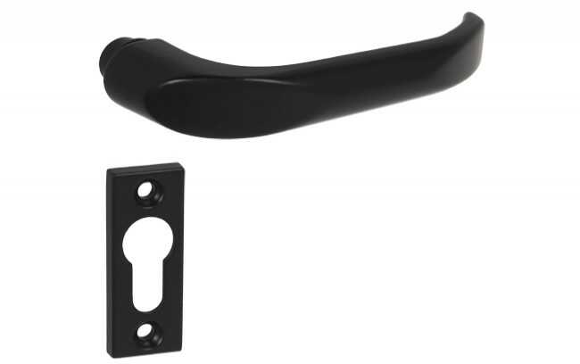 Klamka drzwiowa DIANA bezszyldowa z aluminiowymi osłonkami wkładki czarna