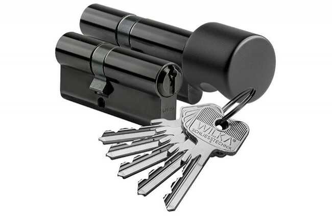 Komplet wkładek WILKA 1400 30/45 + 1405 30g/45 czarny z gałką klasa C