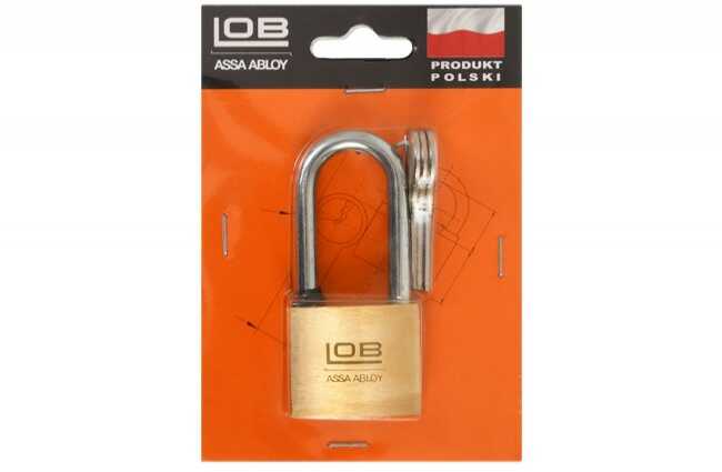 Kłódka zatrzaskowa mosiężna KD51M, wydłużony pałąk h=63 mm BLISTER