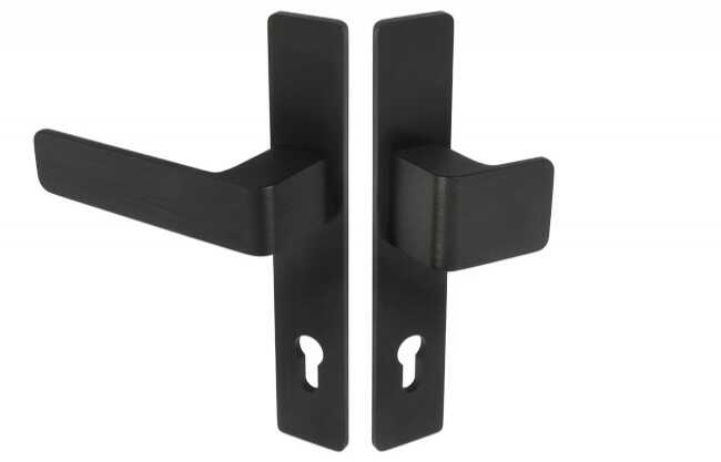 Gałko-klamka Wala na szyldzie długim L-72 H6S36L/G5S50/S5S42G6 (rękojeść 36 mm, szyld 42 mm) anoda czarna, lewa