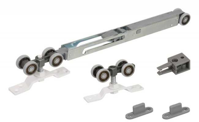 Komplet wózków IRON z 1 domykaczem do 1 drzwi (max.60 kg), biały