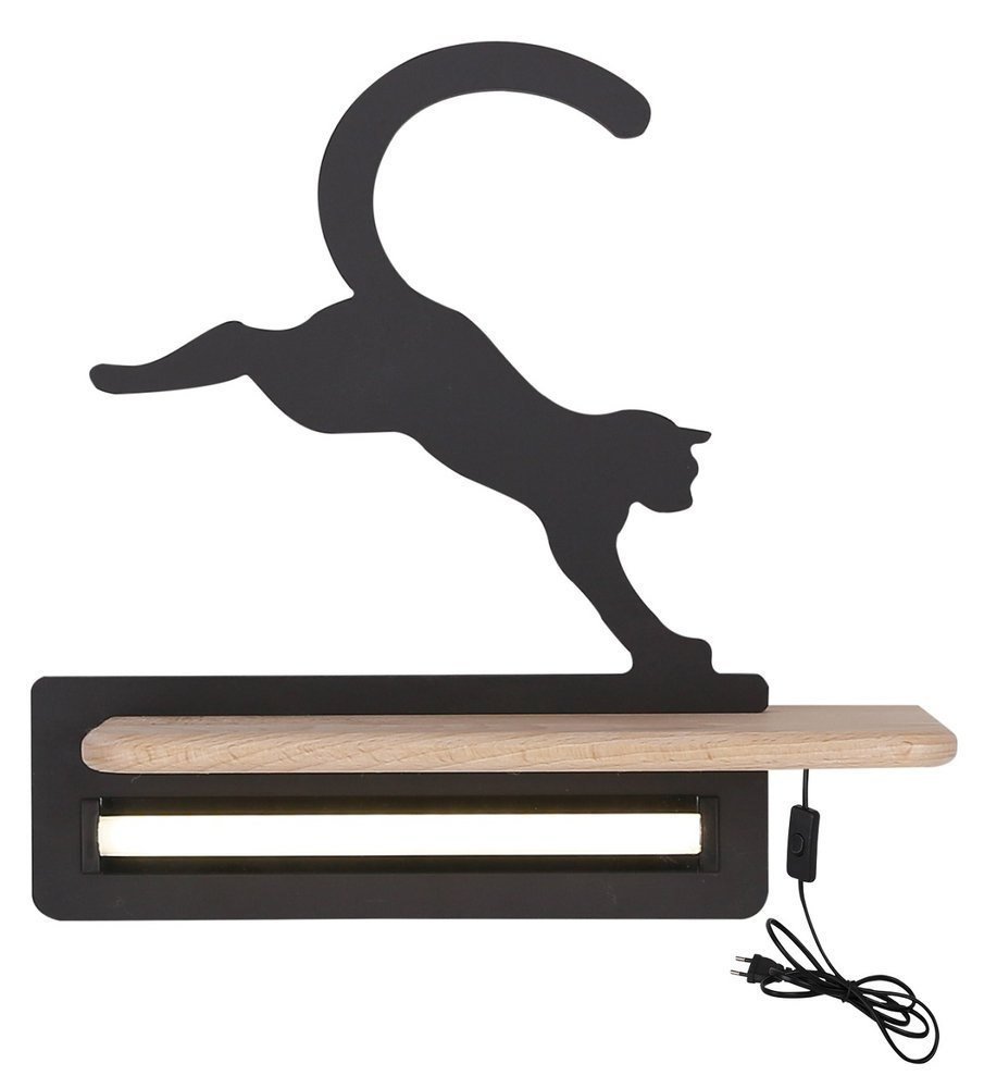 Candellux Lampka kinkiet LED 5W Cat Kids czarny 21-84439