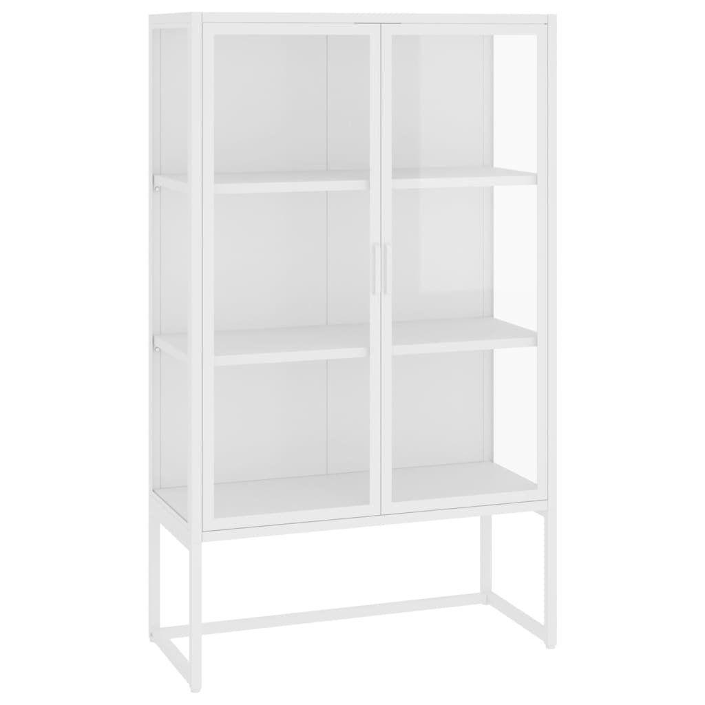 shumee Szafka biała 80x35x135 cm stal i hartowane szkło