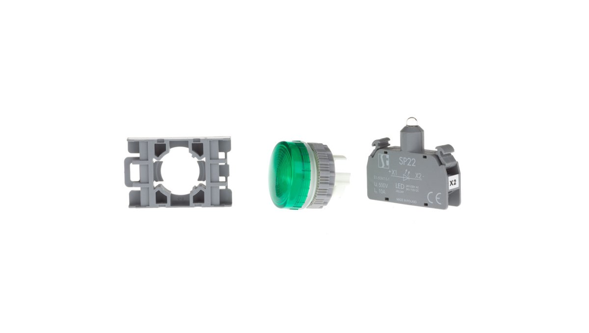 Spamel Lampka sygnalizacyjna 22mm zielona 24-230V ACDC SP22-LZ-LED-UNI\ACDC SP22-LZ-LED-UNI\AC/DC