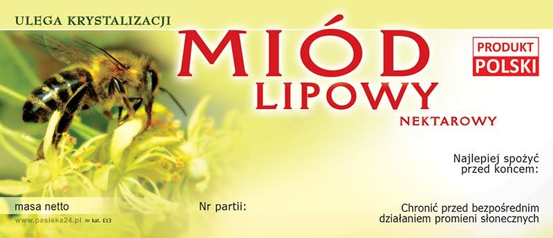 Etykiety samoprzylepne na Miód Lipowy (100szt) E13